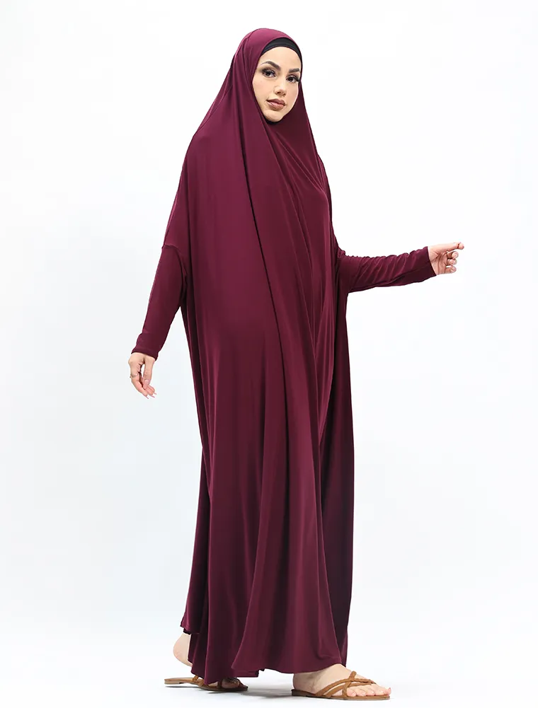 Plum Jersey Jilbab
